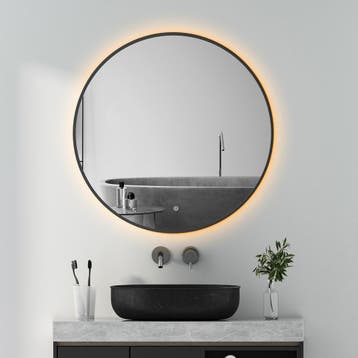 LED Spiegel 40cm | Zwart | Dimbaar, Verwarmd & Touch, Verzenden