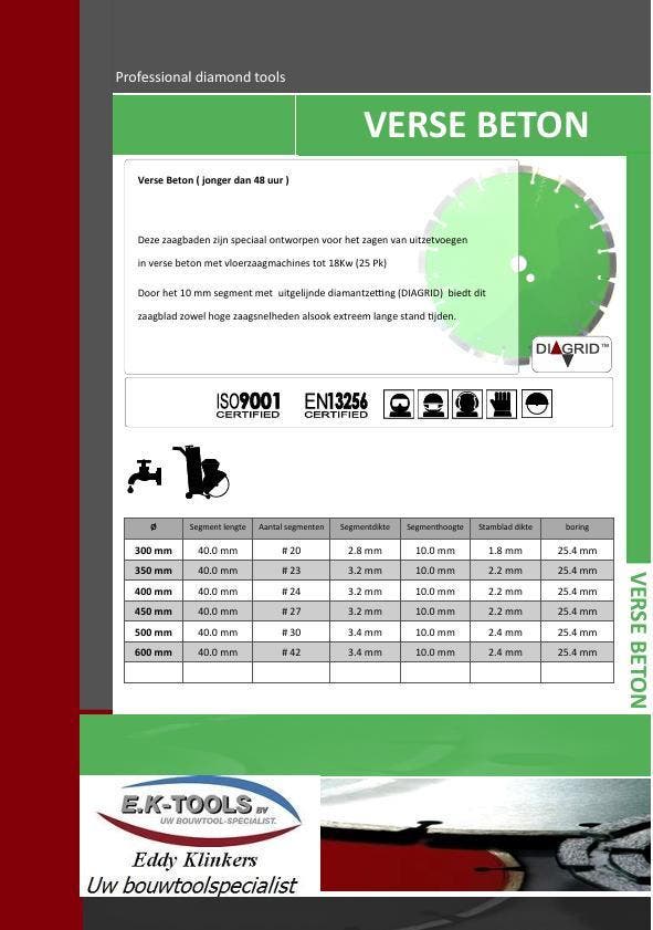 Diamantzaagblad Verse beton (jonger dan 48 hr)., Doe-het-zelf en Bouw, Gereedschap | Zaagmachines, Nieuw, Verzenden