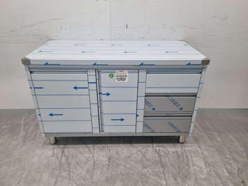 RVS Werkkast Kast Werktafel, klapdeur, 3 laden en afvalbak, Ophalen of Verzenden