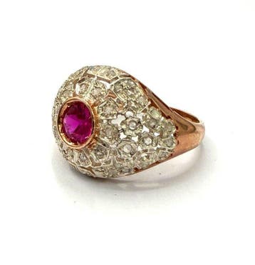 Zonder minimumprijs - Ring - 9 kt. Roségoud, Zilver Spinel -, Nieuw