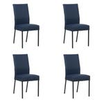 Set van 4 Leren eetkamerstoelen Real - Toledo Kobalt, Ophalen of Verzenden