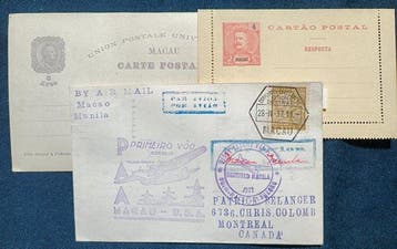 Macao 1898/1937 - 3 objets postaux en provenance de Macao.