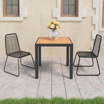 vidaXL 3-delige Tuinset PVC-rattan zwart en bruin, Verzenden, Nieuw, Tuinset
