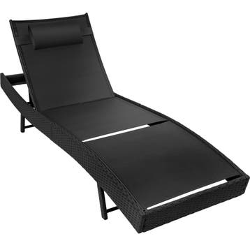 tectake Wicker ligbed Moana - zwart, Tuin en Terras, Verzenden, Nieuw
