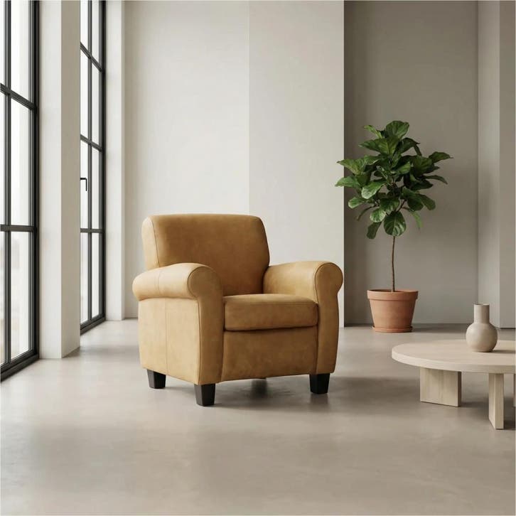 Set van 2 Leren fauteuils Perfection - Kenia Walnut, Huis en Inrichting, Fauteuils, 75 tot 100 cm, Nieuw, 75 tot 100 cm, Leer