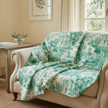 AA193 - Elegante Toile de Jouy Smeraldo - Meubelstof - 300