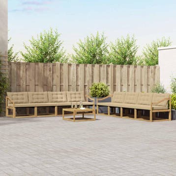 vidaXL Buiten bank set 9 st Wit en Beige, Verzenden