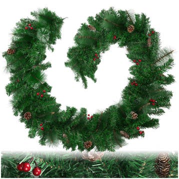 Kerstslinger natuurgetrouw met dennenappels 2,7 m, Divers, Verzenden