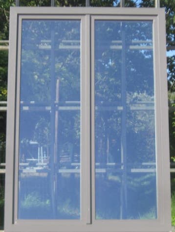 pvc terrasraam , raam , chassis 144 x 208 wit / kwartsgrijs, Ophalen of Verzenden, Deurkozijn