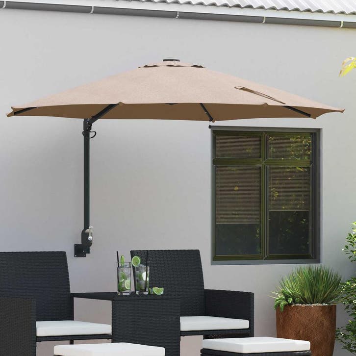 vidaXL Tuinparasol Taupe 248 x 248 x 148 cm Polyester en, Jardin & Terrasse, Parasols, Envoi