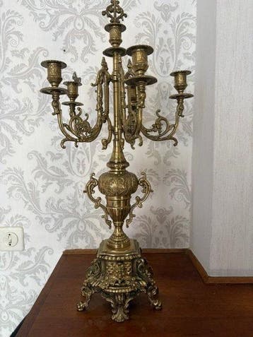 Klok en garnituur set (3) - hermle - - Verguld messing -, Antiek en Kunst