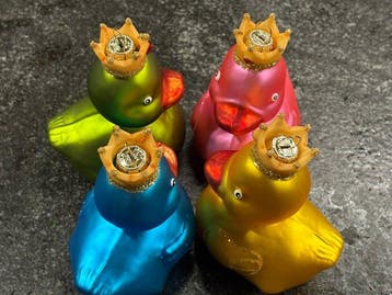 B. Müller: badeendjes als kerstdecoratie, glas, 4, Nieuw