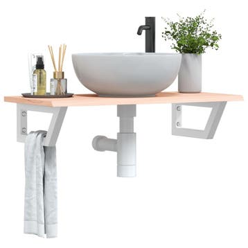 vidaXL Badkamer wandschap staal en massief eikenhout, Verzenden