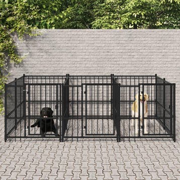 vidaXL Hondenkennel voor buiten 5,63 m² staal, Dieren en Toebehoren, Verzenden, Nieuw
