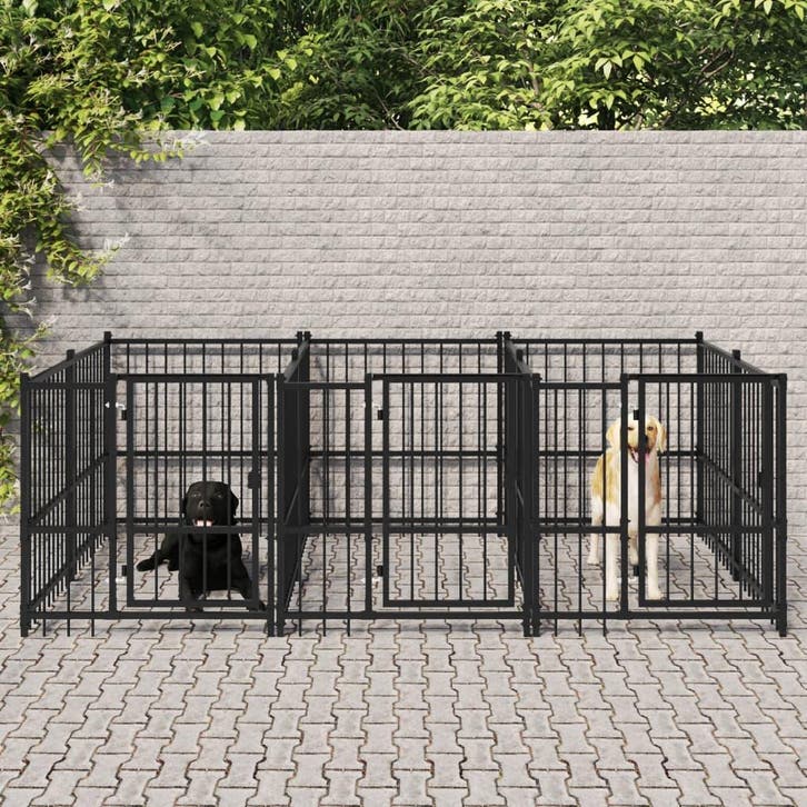 vidaXL Hondenkennel voor buiten 5,63 m² staal, Dieren en Toebehoren, Hondenbenches, Nieuw, Verzenden
