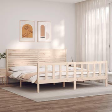 vidaXL Bedframe met hoofdbord massief hout, Huis en Inrichting, Verzenden, Nieuw