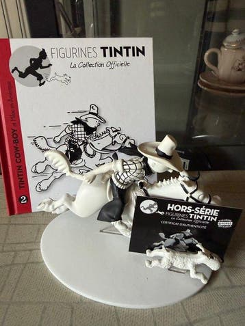 Figurine Moulinsart N&B - HS - Tintin Cow-Boy à Cheval et, Nieuw