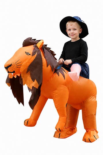 KIMU® Opblaas Kostuum Zittend Op Leeuw 122 128 134 140 146 1, Kinderen en Baby's, Ophalen of Verzenden, Nieuw