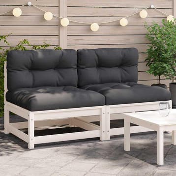 vidaXL Tuinbanken 2 st zonder armleuningen met kussens, Tuin en Terras, Verzenden, Nieuw
