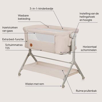 Co-Sleeper 3 in 1 Wieg en Babybed Lionelo Leonie Plus -..., Verzenden