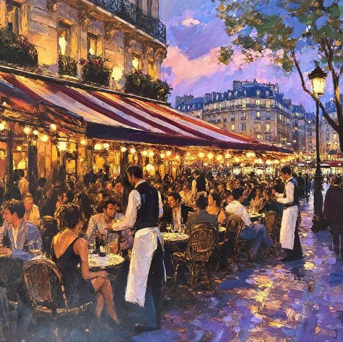 Néo Pablo - Paris Glows at Twilight - Unique work, Antiek en Kunst, Kunst | Schilderijen | Modern