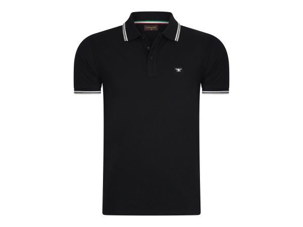 Veiling - Cappuccino Italia Polo Applique Pique - Zwart - S, Kleding | Heren, T-shirts