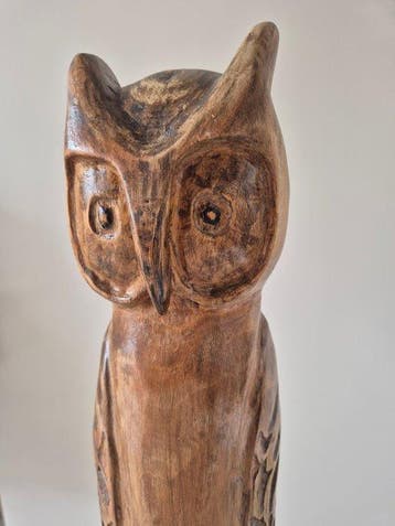 Sculpture en forme de personnage, Houten uil - 68 cm - Bois