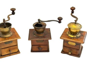 Koffiemolen (3) - Hout, Messing, Koper