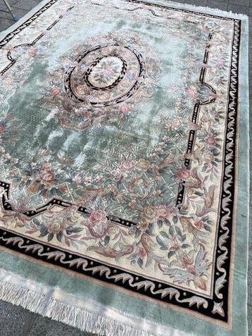 Aubusson Chine - Nettoyé - noué à la main - laine - tapis -