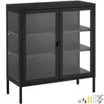 tectake metalen vitrinekast - zwart, Huis en Inrichting, Verzenden, Nieuw
