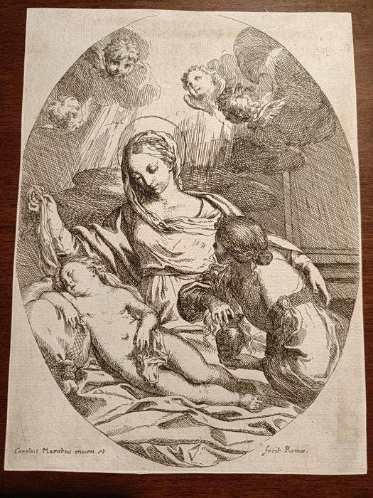 Carlo Maratta (1625-1713) - La Madonna con il giovane Gesù, Antiquités & Art, Antiquités | Autres Antiquités