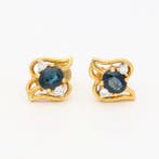 Boucles doreilles - 18 carats Or jaune Saphir - Diamant, Nieuw