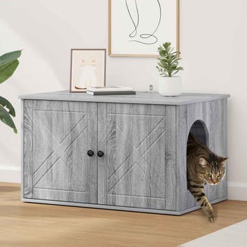 vidaXL Kattenhuis Grijs Sonoma 85 x 55 x 50,5 cm Bewerkt, Dieren en Toebehoren, Katten-accessoires, Verzenden, Nieuw