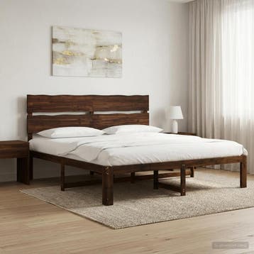 vidaXL Tweepersoonsbed met hoofdbord ROSTOCK Donkerbruin 180, Verzenden, Nieuw