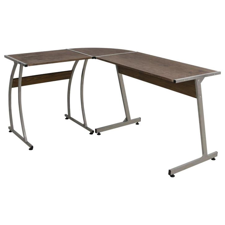 vidaXL Hoekbureau bewerkt hout bruin, Maison & Meubles, Bureaux, Envoi