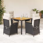 vidaXL 5-delige Tuinset met kussens poly rattan zwart, Verzenden, Nieuw, Tuinset