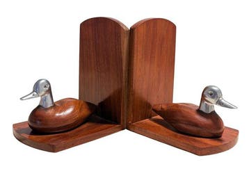 Boekensteunen (2) - Art Deco - Hout, Metaal - Patos