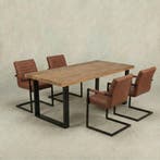 Mangohouten Eettafel Rechthoek Roy 240x100 cm (6cm), Verzenden, Nieuw, Industriële meubels, Rechthoekig