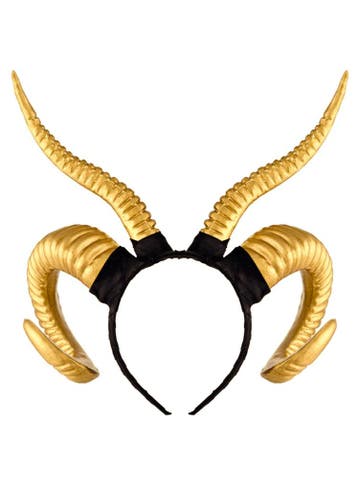 KIMU® Haarband Hoorns Gewei Goud Kunststof Diadeem Goudengel, Ophalen of Verzenden, Nieuw