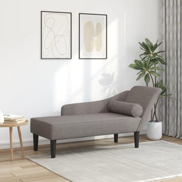 vidaXL Chaise longue met kussens stof taupe, Verzenden