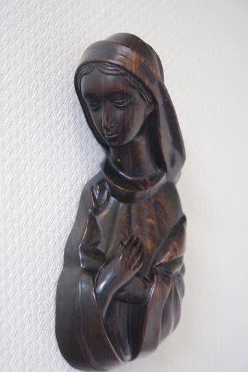 Figuur - Virgin Mary - Hand-Carved - 28 cm - Hout, Antiek en Kunst