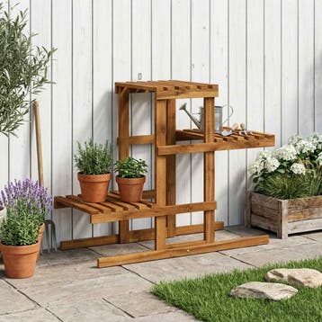 vidaXL Plantenstand Naturel 82 x 36 x 60 cm Massief Acacia, Jardin & Terrasse, Bacs à fleurs & Jardinières, Verzenden