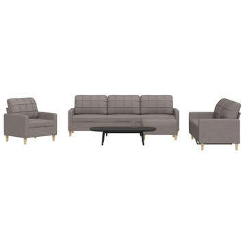 vidaXL 4-delige Loungeset met voetenbank / zetel stof taupe, Huis en Inrichting, Zetels | Zetels, Verzenden, Nieuw
