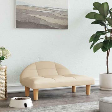 vidaXL Hondenmand 70x52x30 cm stof crèmekleurig, Verzenden, Nieuw