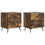 vidaXL Nachtkastje met lade 2 pcs Gerookt eiken 43 x 34,5 x, Verzenden, Nieuw