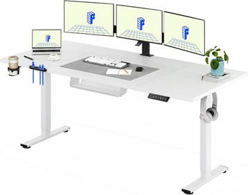 FlexiSpot Elektrisch Zit-Sta Bureau 200 x 80 cm, Wit, Hoogte, Verzenden