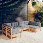 vidaXL 6-delige Loungeset met grijze kussens massief, Verzenden, Nieuw, Loungeset