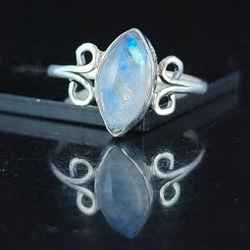 Argent - Bague - Pierre de lune brute