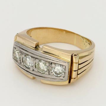 Ring - 18 karaat Geel goud, Platina Diamant (Natuurlijk)