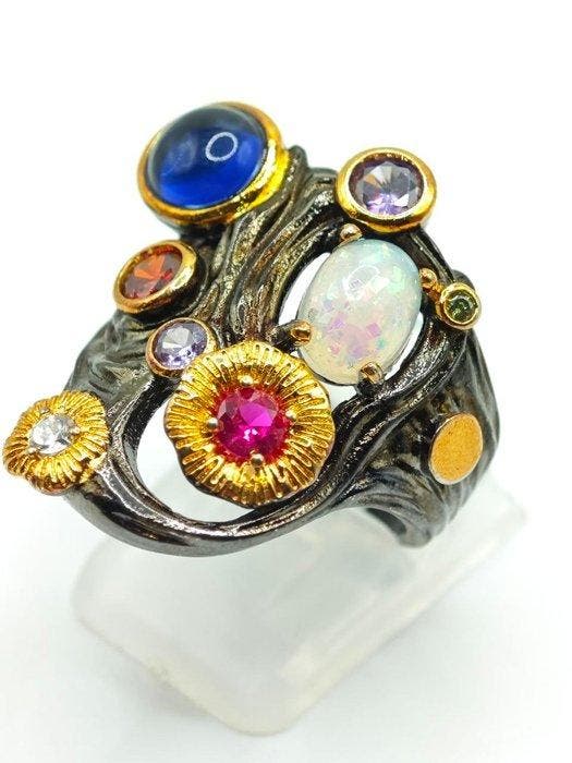 Zonder minimumprijs - Ring Zilver, Handgemaakte ring van, Handtassen en Accessoires, Ringen